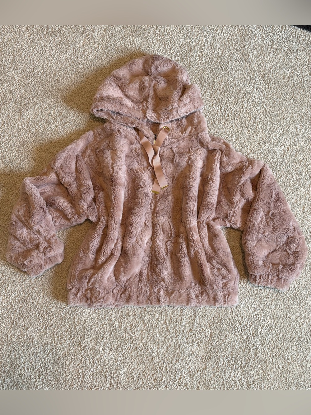 Express Rosy Mauve teddy fur coat